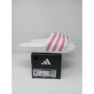 Adidas Adilette Aqua Women’s Size US 10 White and Pink Slide Sandals GZ5237 New